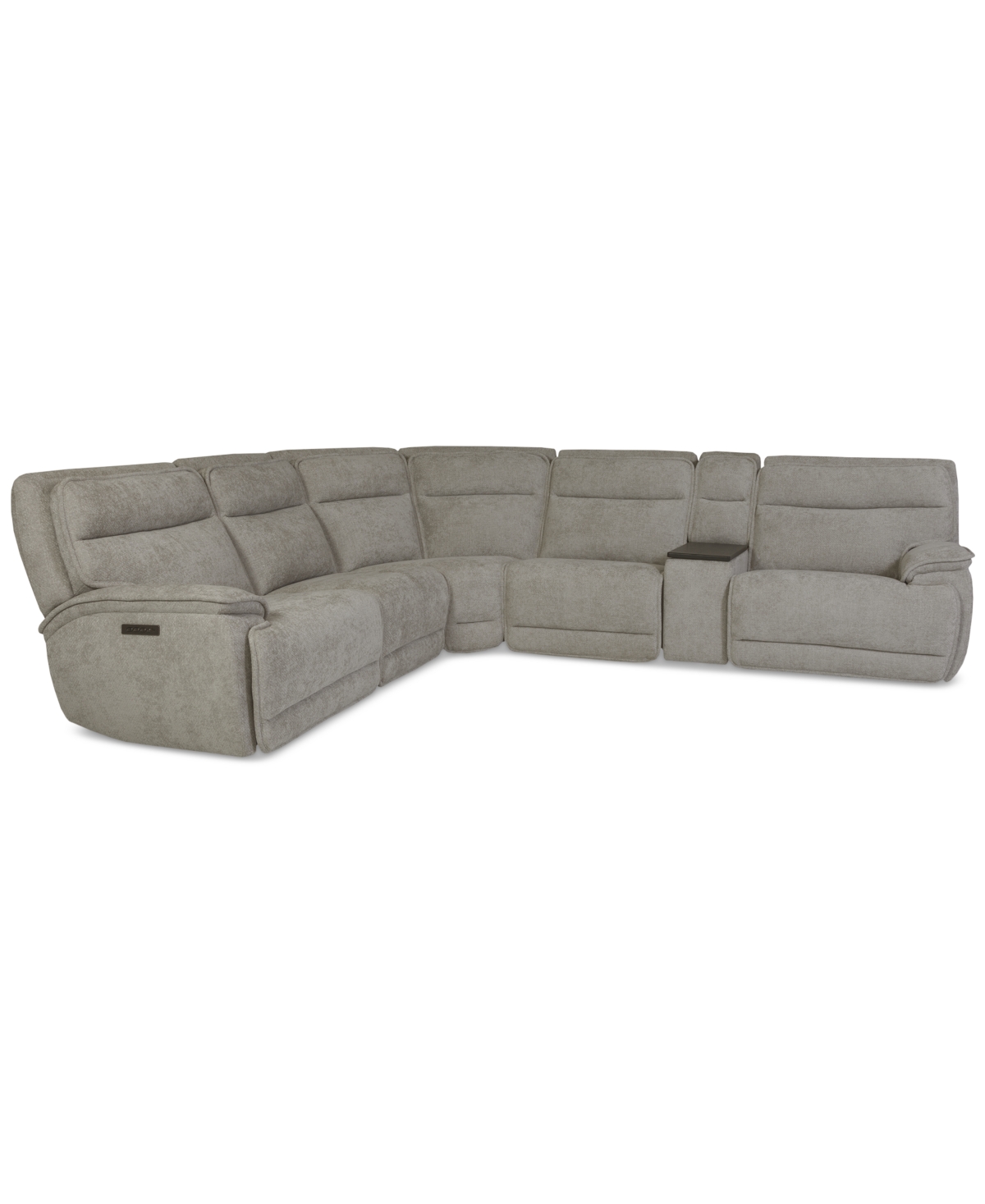 Macy's Ozryn 6-pc. Fabric Sectional With Console And 2 Power Motion Chairs, Exclusively At  In Gray