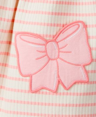Toddler Girls Bows Striped Short-Sleeve Dress