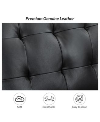 Blanca 87" wide Genuine Leather Sofa with Button Tufted Stitched Pattern