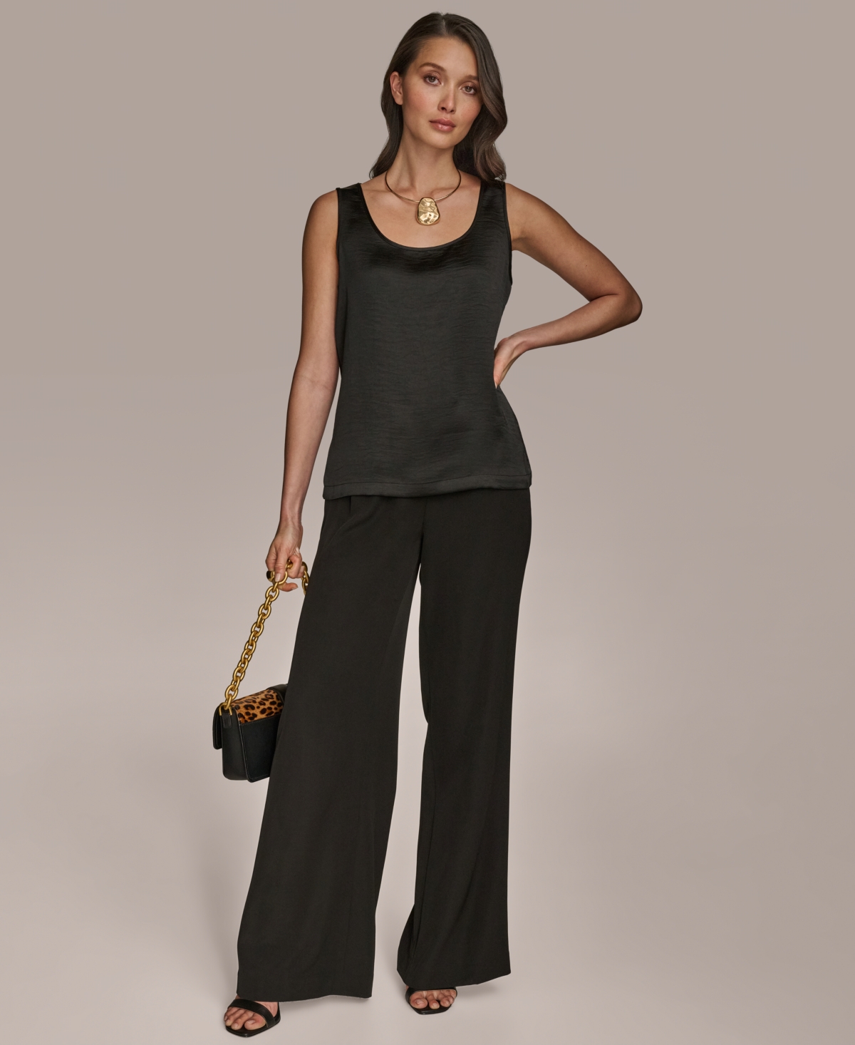 Shop Donna Karan Women's Satin Scoop-neck Tank Top