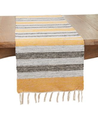 Fringe Edge Striped Table Runner, 16" x 108"