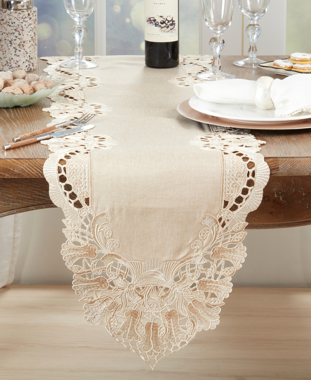 Saro Lifestyle Sheer Beauty Embroidered Table Runner, 16" x 72"
