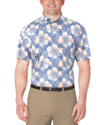 PGA TOUR - Men's Hibiscus-Print Polo Shirt