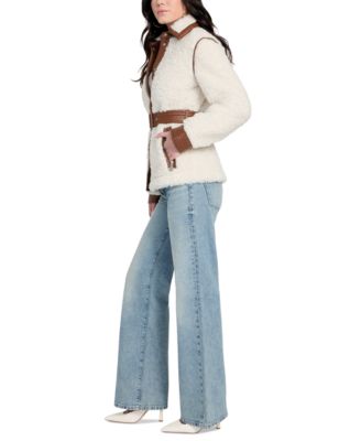 Women's Belted Faux-Shearling Coat