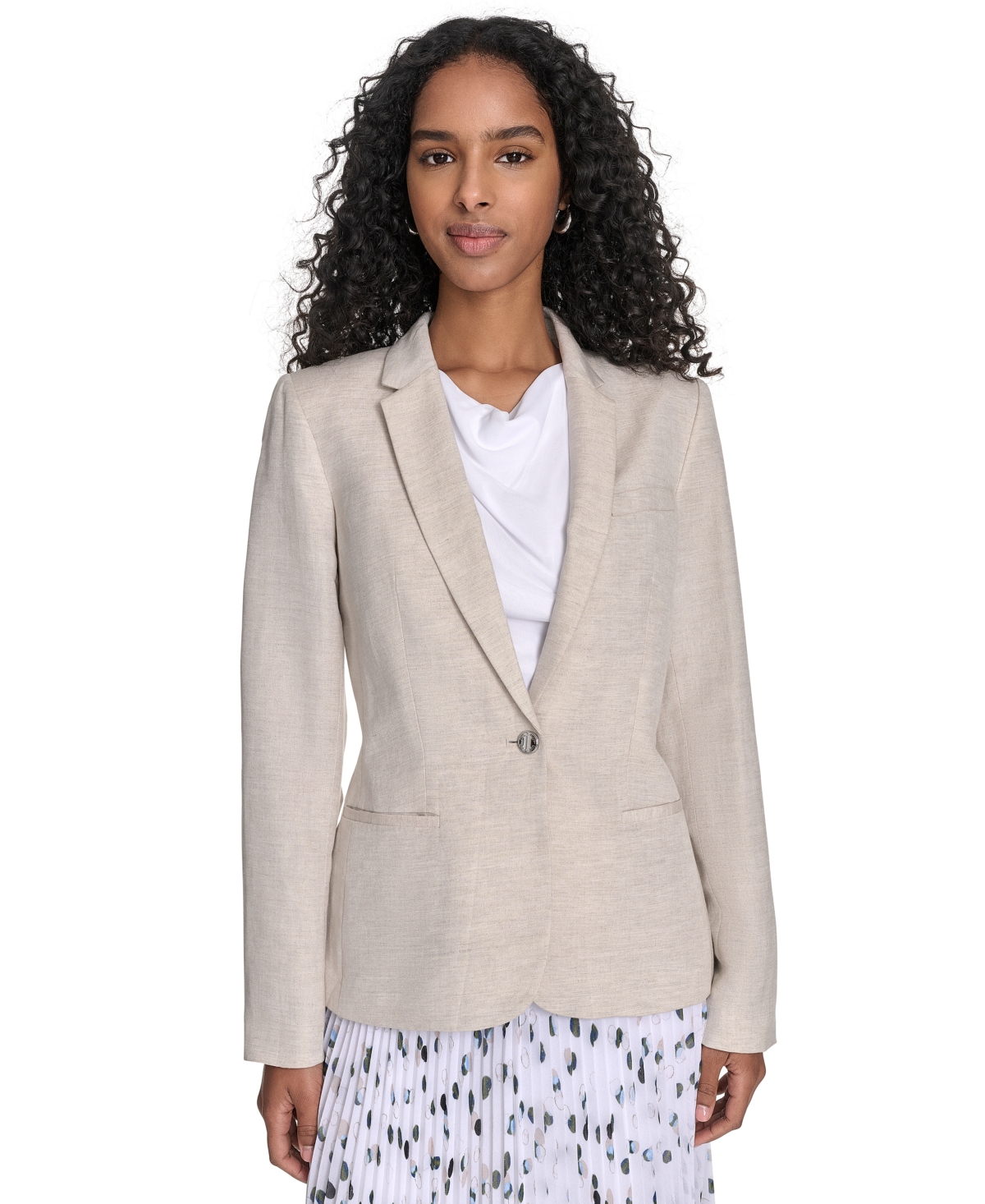 Calvin Klein Petite Linen-blend Blazer