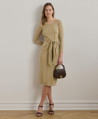 Lauren Ralph Lauren - Women's Tie-Front Cotton-Blend Crewneck Dress