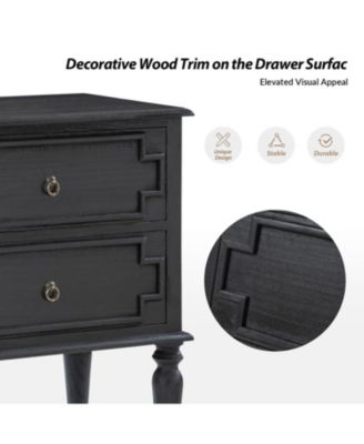 Timar 2- Drawer Solid Wood End Table with Built-In Outlets and USB
