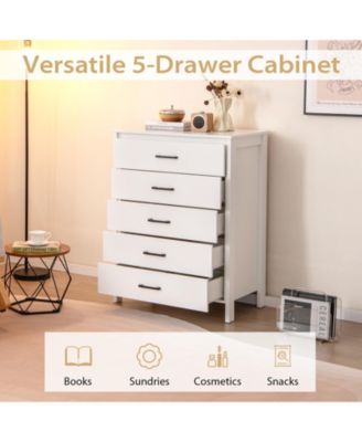 Modern 5 Drawer Chest Storage Dresser Cabinet with Metal Handles