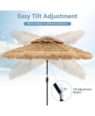 7 FT Hawaiian Style Umbrella Sun-proof Thatched Patio Tiki Umbrella w/8 Ribs