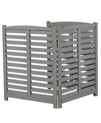 3-Panel Outdoor AC Fence, 32"W x 38"H Wooden Privacy Screen