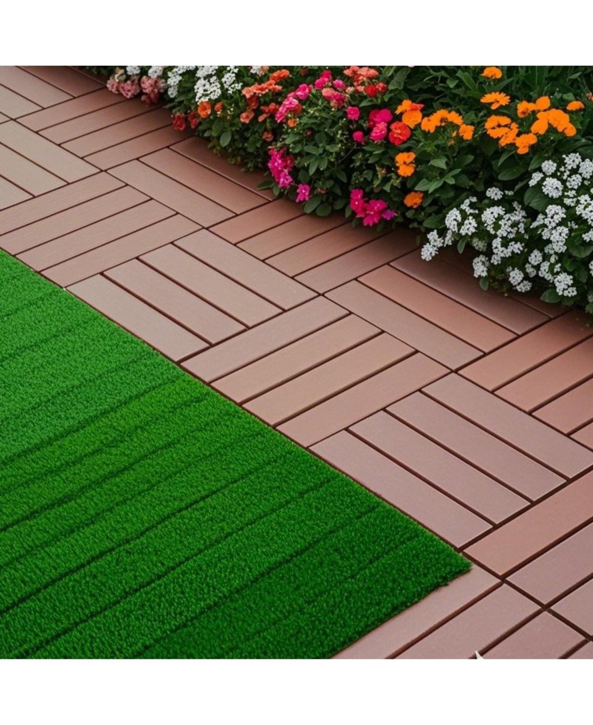 Plastic Interlocking Deck Tiles, 44 Pack - Brown