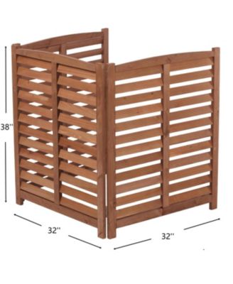3-Panel Outdoor AC Fence, 32"W x 38"H Wooden Privacy Screen