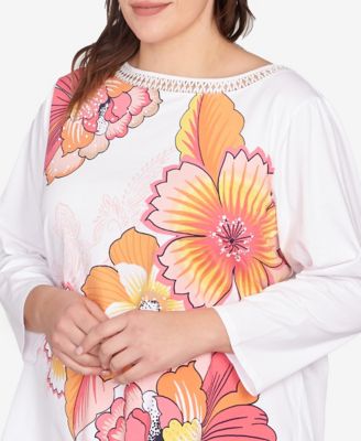 Plus Size Floral Pop Knit Top