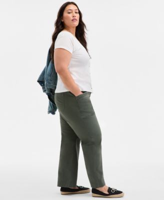 Trendy Plus Size Solid High-Rise Braid-Detail Pants, Exclusively at Macy's