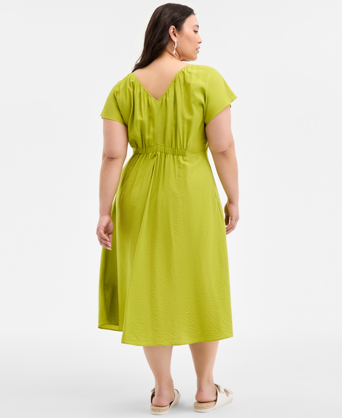 On 34th Women's Flutter-sleeve Printed Textured Midi Dress, Exclusively At Macy's