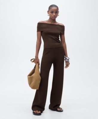 MANGO - Women's Straight Knitted Trousers