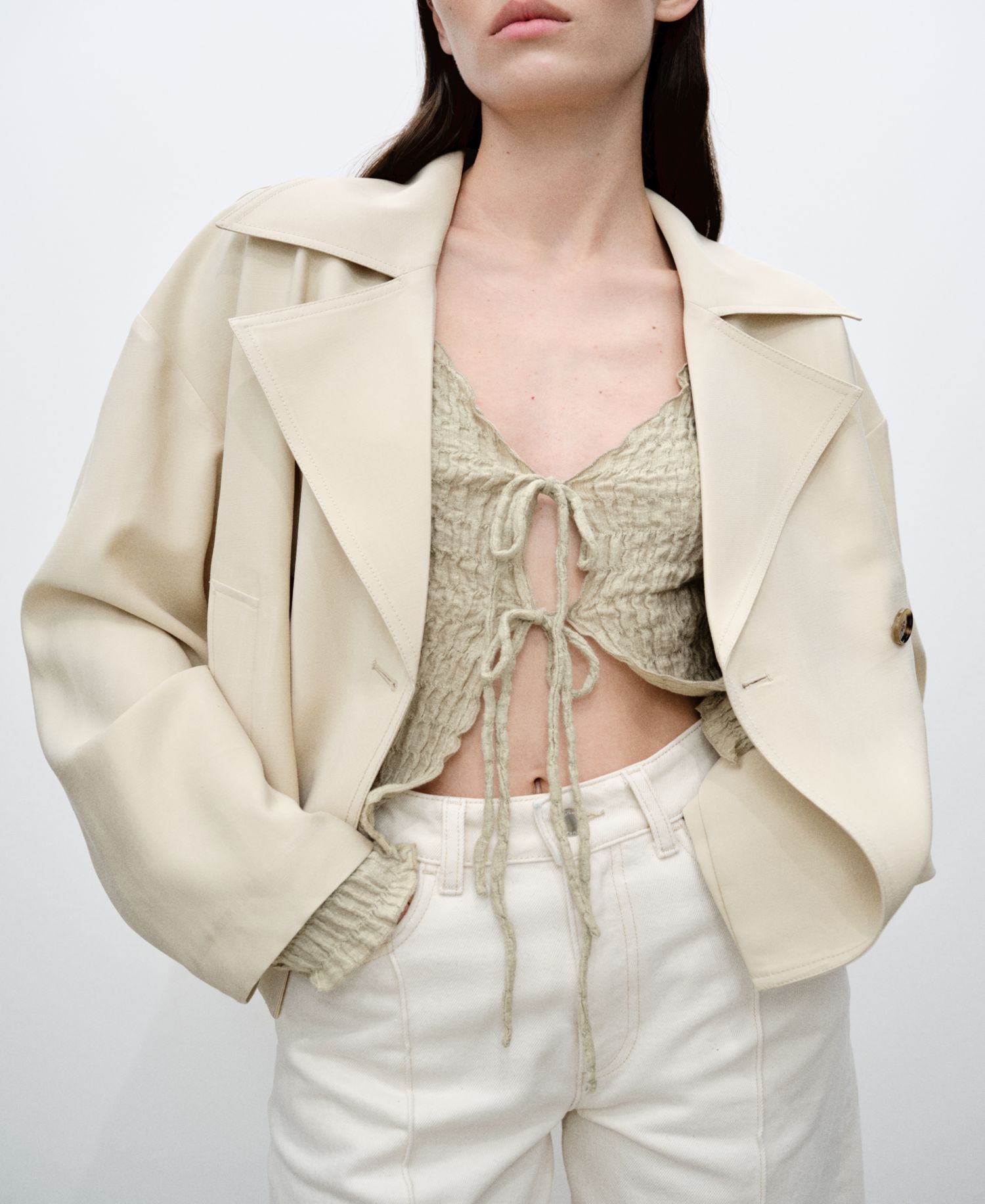 Women's Cotton Texture Ties Cardigan Sweater