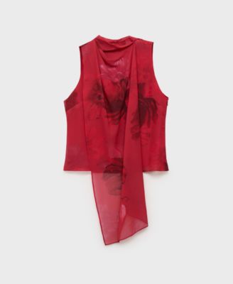 MANGO - Women's Scarf Floral Blouse