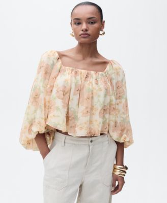 Women's Open-Back Floral Blouse