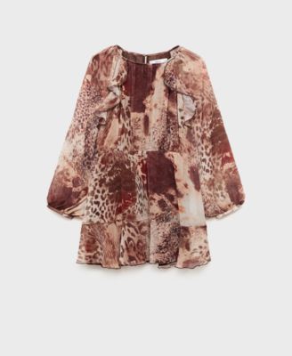 MANGO - Women's Printed Ruffles Short Dress