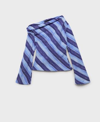 Women's Asymmetrical Striped Blouse