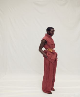 Women's Wrinkled Effect Pockets Vest