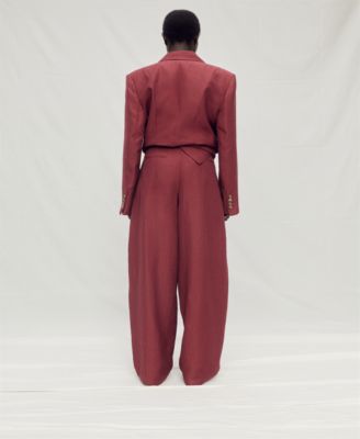 Women's Wide Leg Linen-Blend Suit Pants