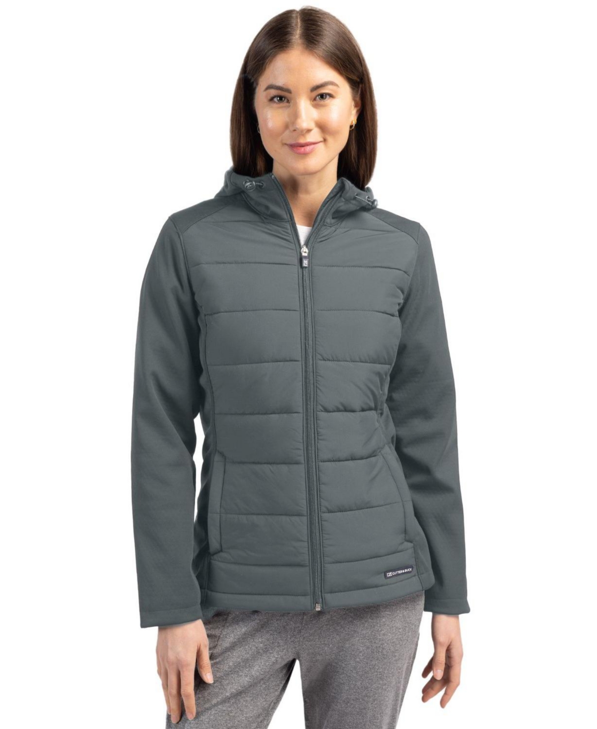 Women's Evoke Hybrid Softshell Recycled Full Zip Hooded Jacket - Navy blue