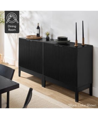 2-Door Reeded Storage Cabinet w/ Soft-Close Doors, Multipurpose Accent Furniture