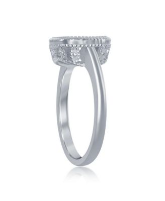 Sterling Silver Square Blue Inlay Synthetic Opal Ring