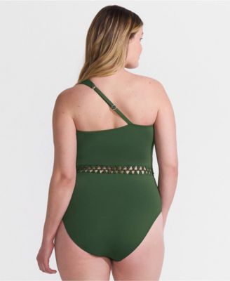 Women's Macrame One Shoulder High Leg One Piece Swimsuit