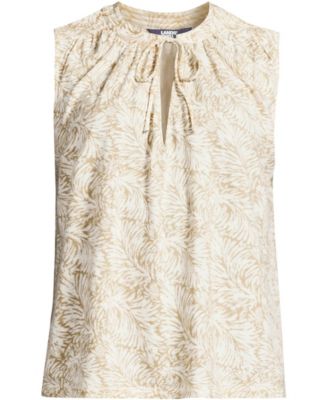 Women's Plus Size Linen Blend Notch Neck Swing Tank Top