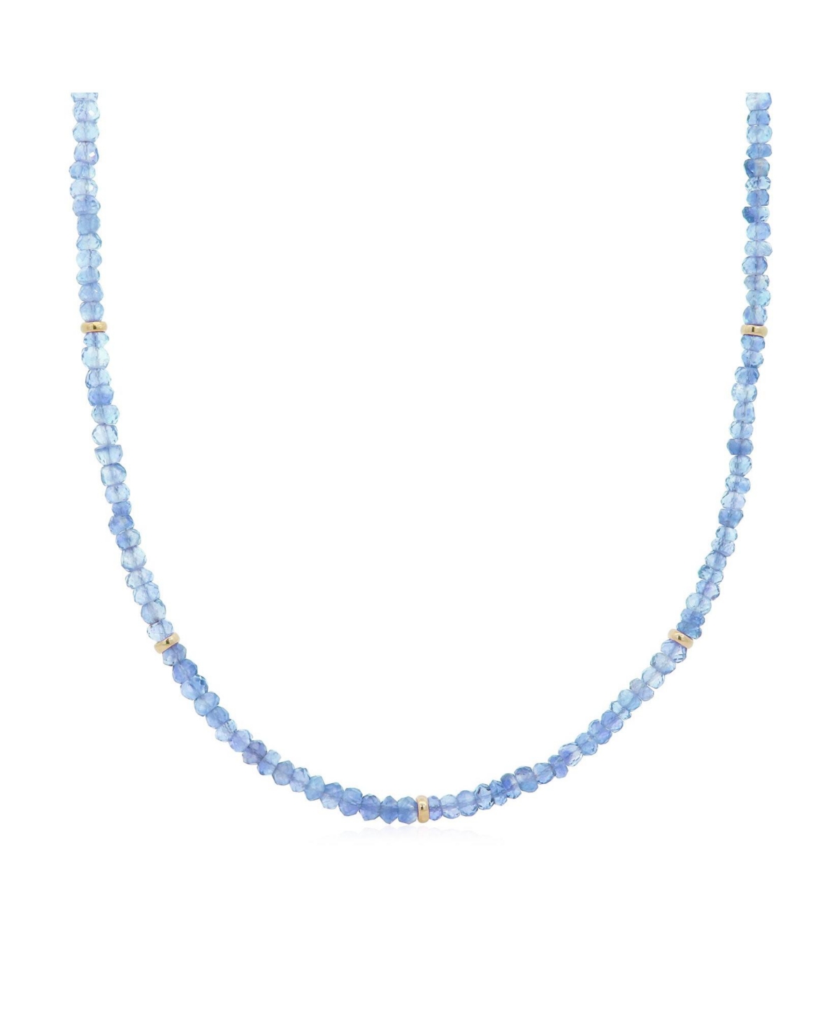 Blue Topaz Bead Necklace 14K Gold - Blue topaz bead necklace