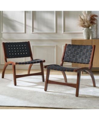 Mid-century Modern Borah Side Chair with Faux Leather Back