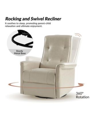 Leather USB & Type-C Charging Rodrigue Modern Swivel Power Recliner