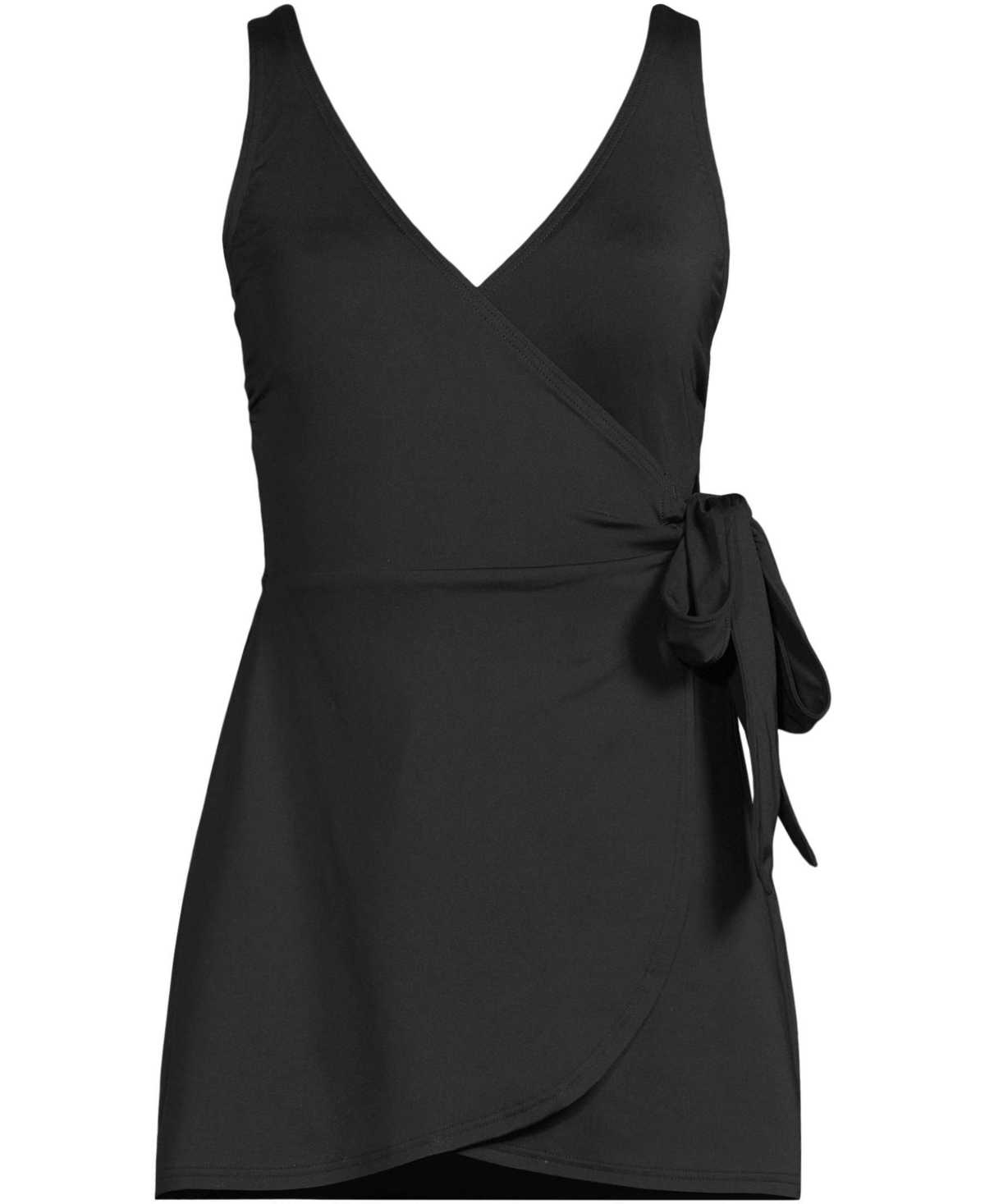 Lands' End Women's Long Side Tie Mini Swim Dress Swimsuit