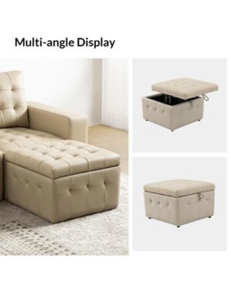 Blanca 87" wide Genuine Leather Sofa with Button Tufted Stitched Pattern