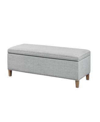 Rectangular Upholstered Storage Bench with Soft Close Lid, Solid Wood Legs for Entryway, Bedroom, or Living Room-The Pop Home