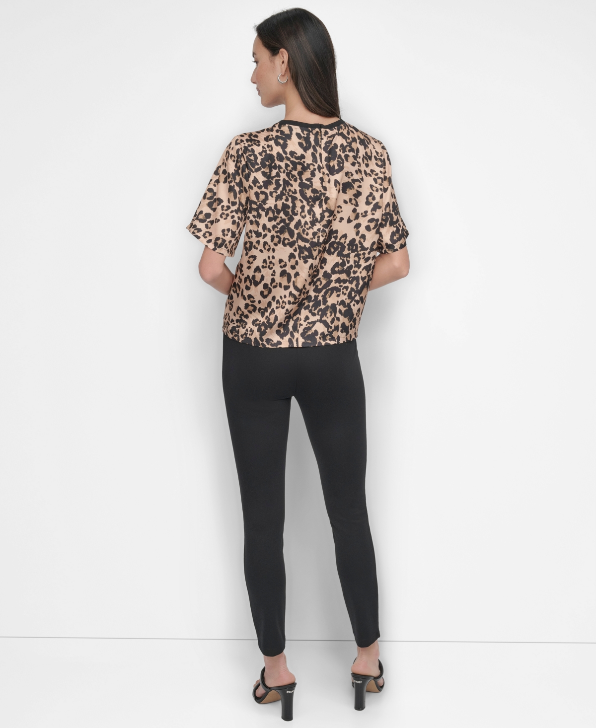Dkny Print Scarf Twill Short Sleeve Top In Multi