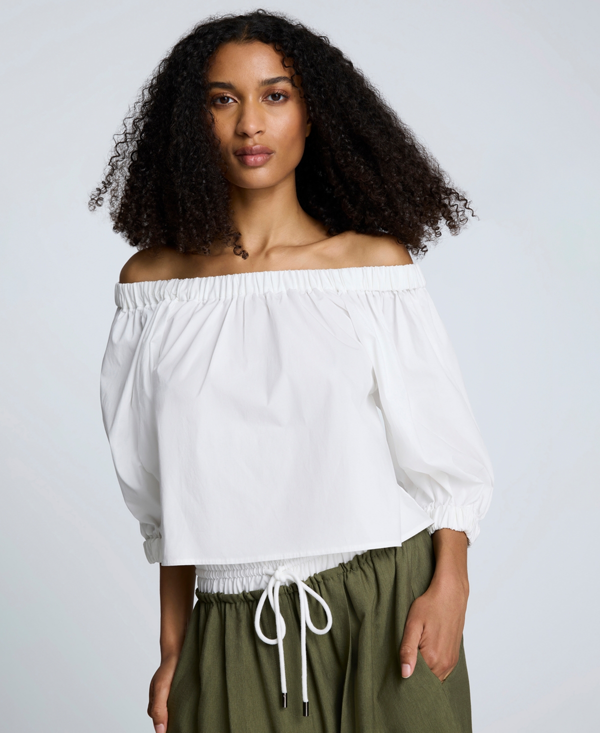 Women's Cropped Off-The-Shoulder Top - Pure White