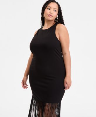 Plus Size Fringe Halter Dress, Exclusively at Macy's