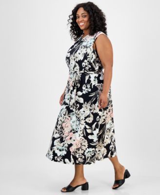 Plus Size Floral-Print Midi Dress