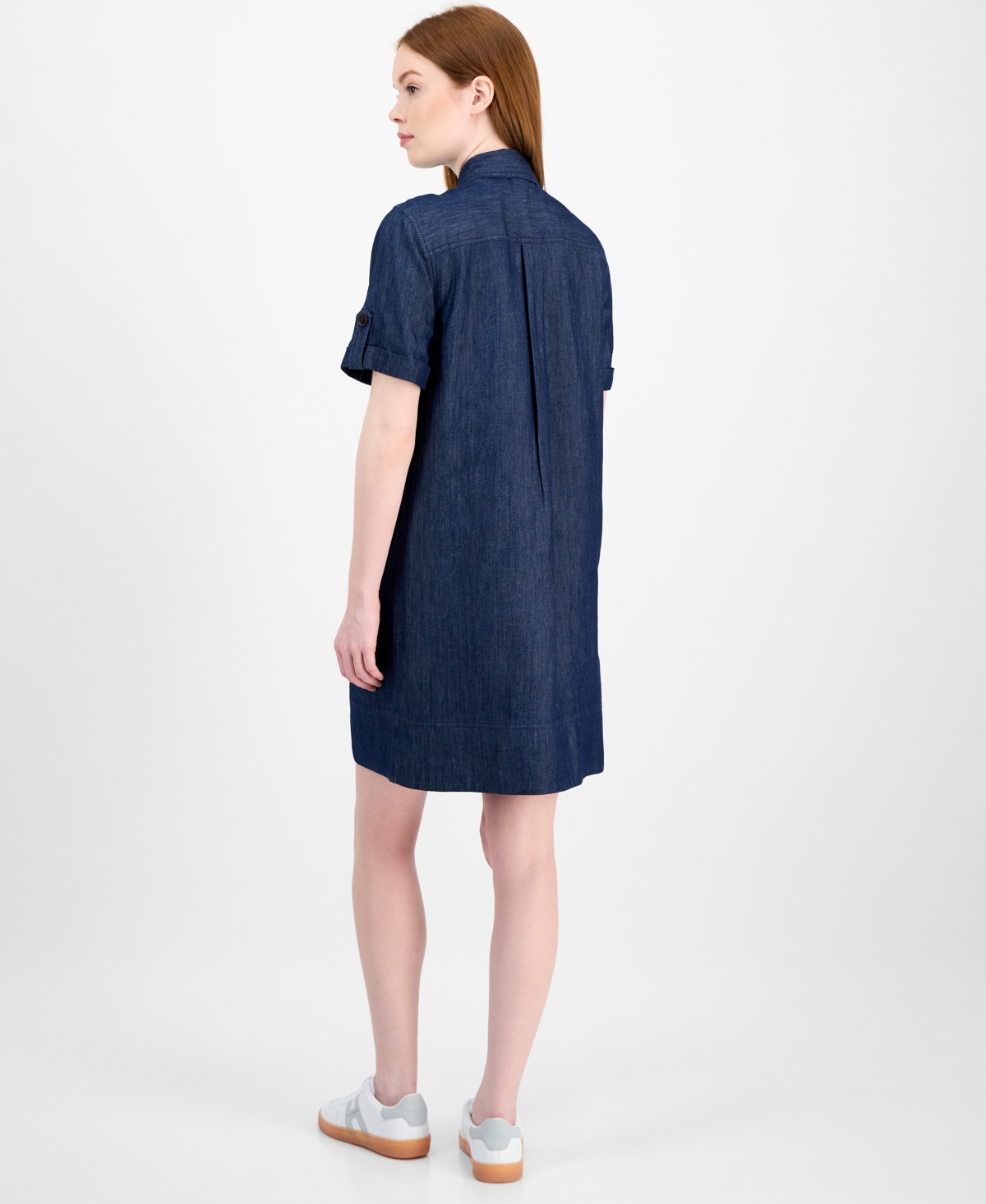 Tommy Hilfiger Women's Chambray Utility Popover Dress In Blue