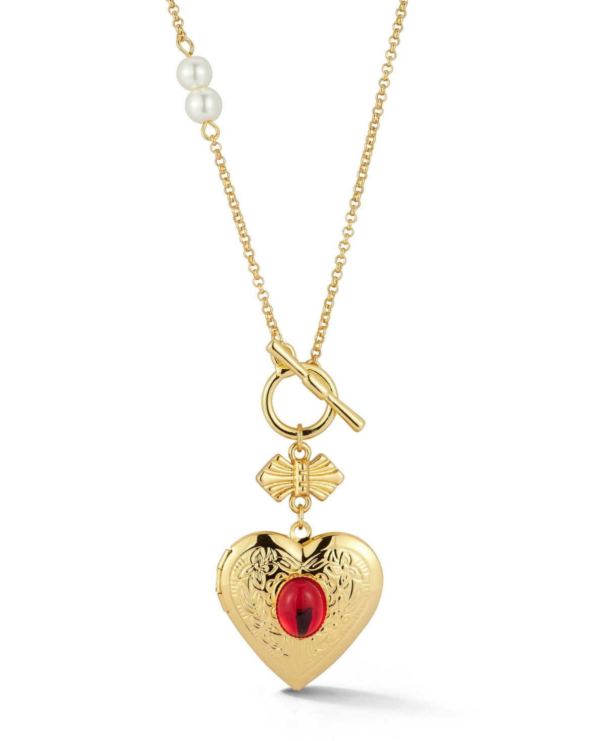 Gold Plated Heart Locket Pendant Necklace - Gold