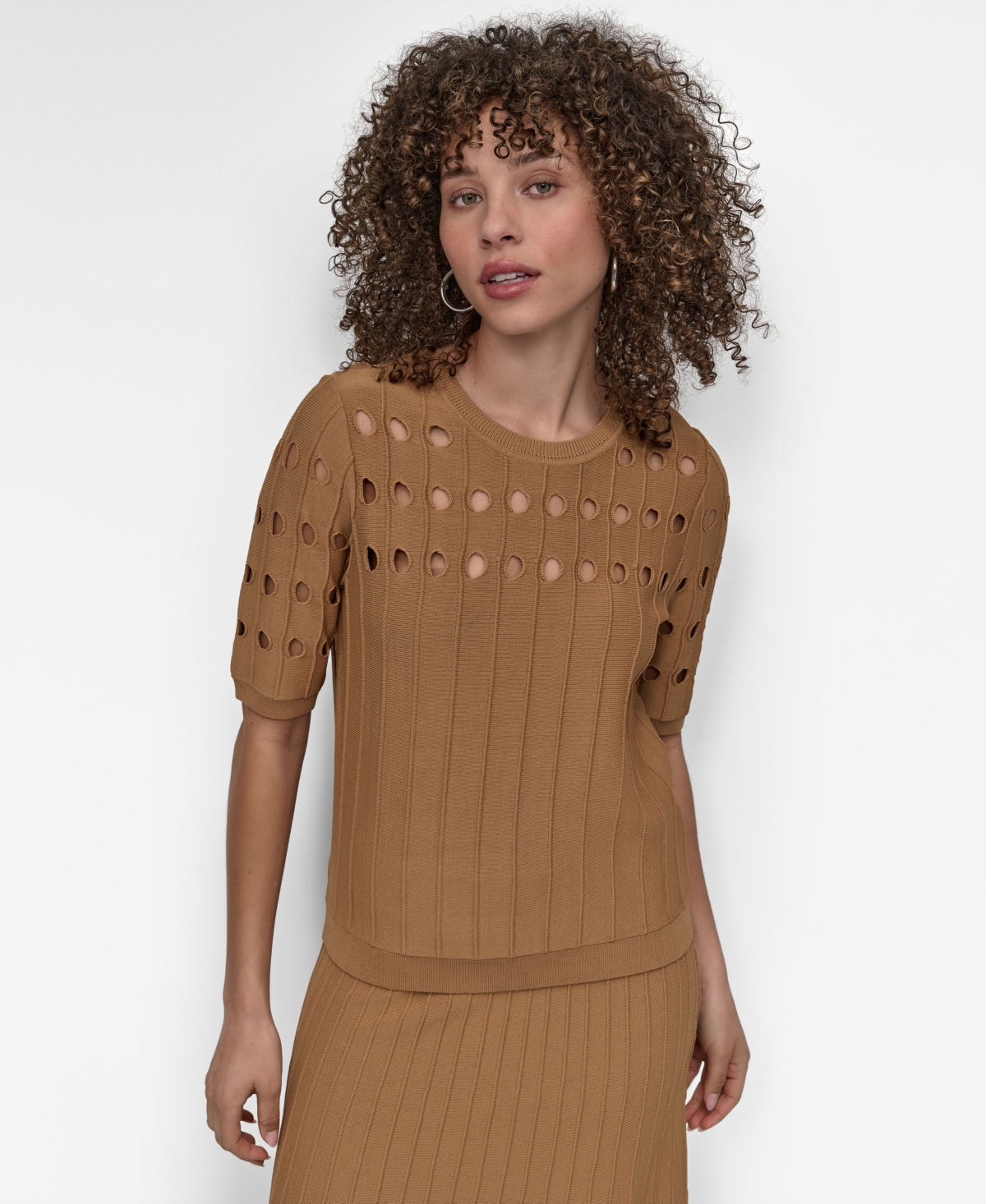 Women's Crepe Cut-Out Sweater - Whiskey