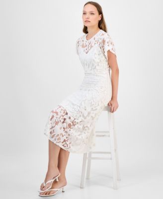 Women's Floral Lace Midi Dress