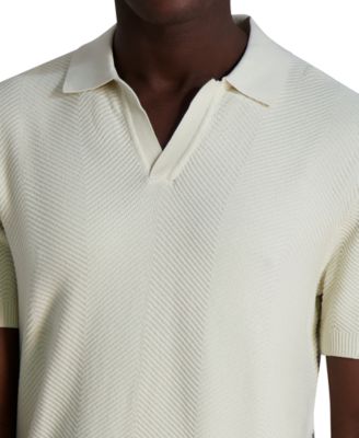 Men's Short Sleeve Textured Open Collar Polo Shirt