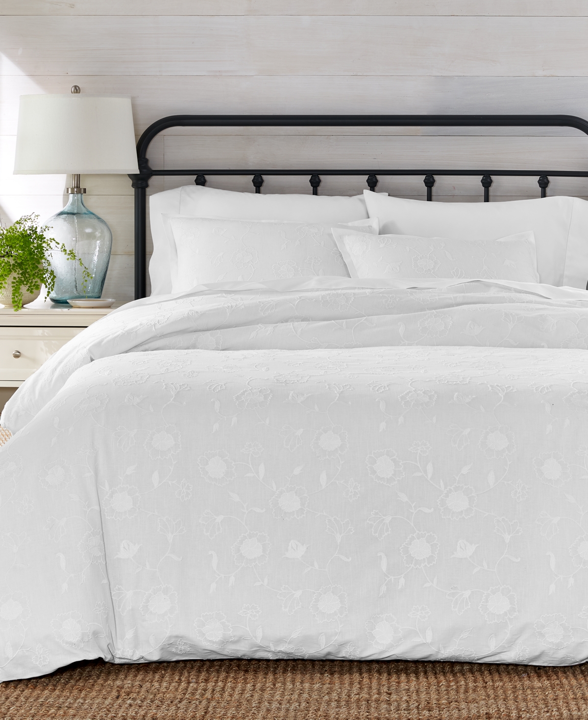 Macy's Charter Club Colette Embroidery 3-pc. Duvet Set, Full/queen, Exclusively At  In White