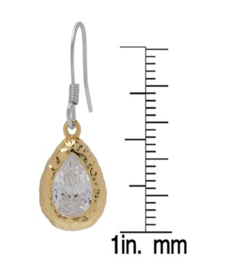 Cubic Zirconia Pear Drop 14K Gold Plate Earrings