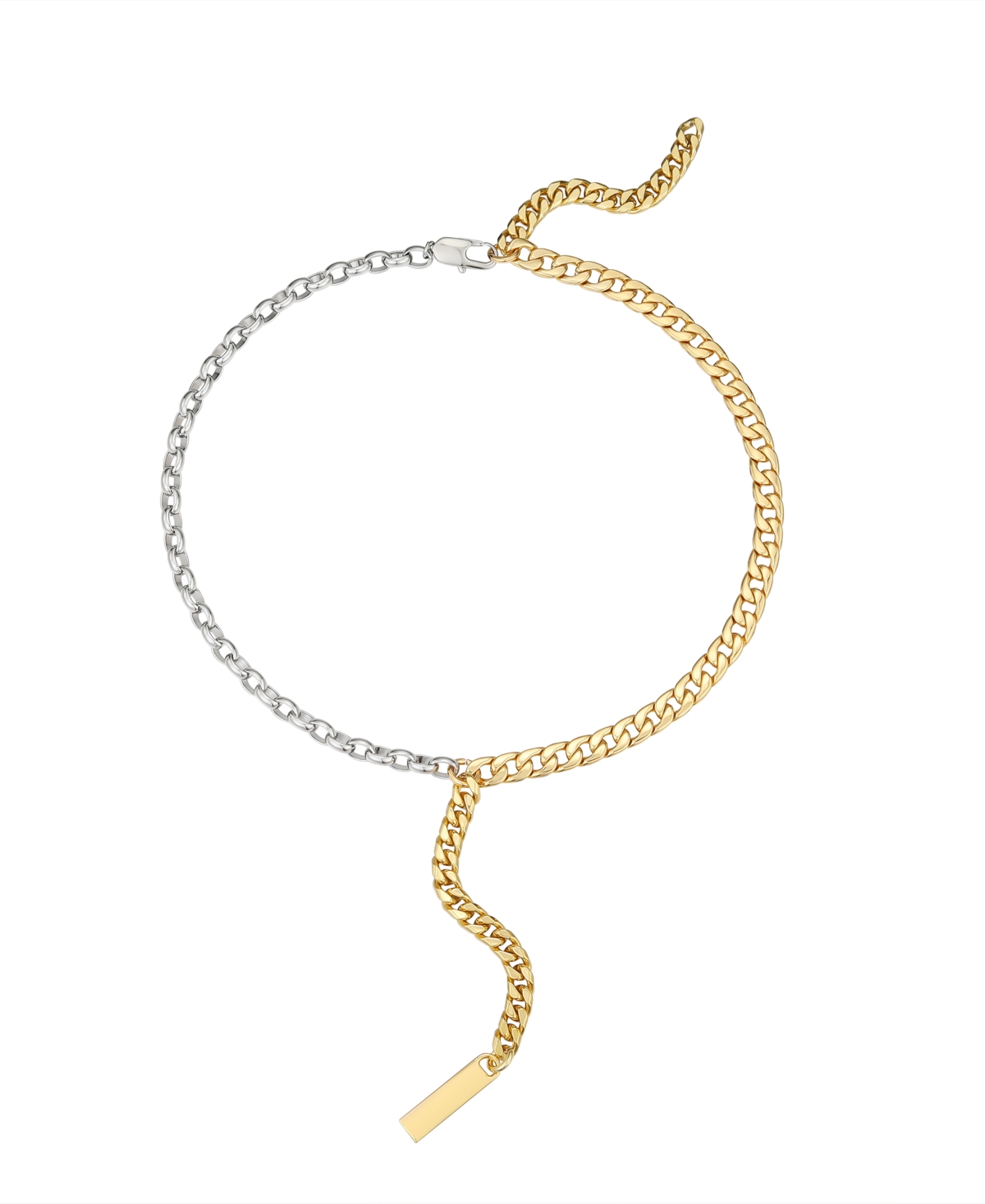 Macy's Two-tone Chain Textured 14k Gold Plate Necklace